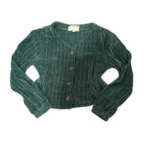 Emerald Green Velvet Cardigan Vintage Fairy 90s Coquette Cottagecore Whimsigoth